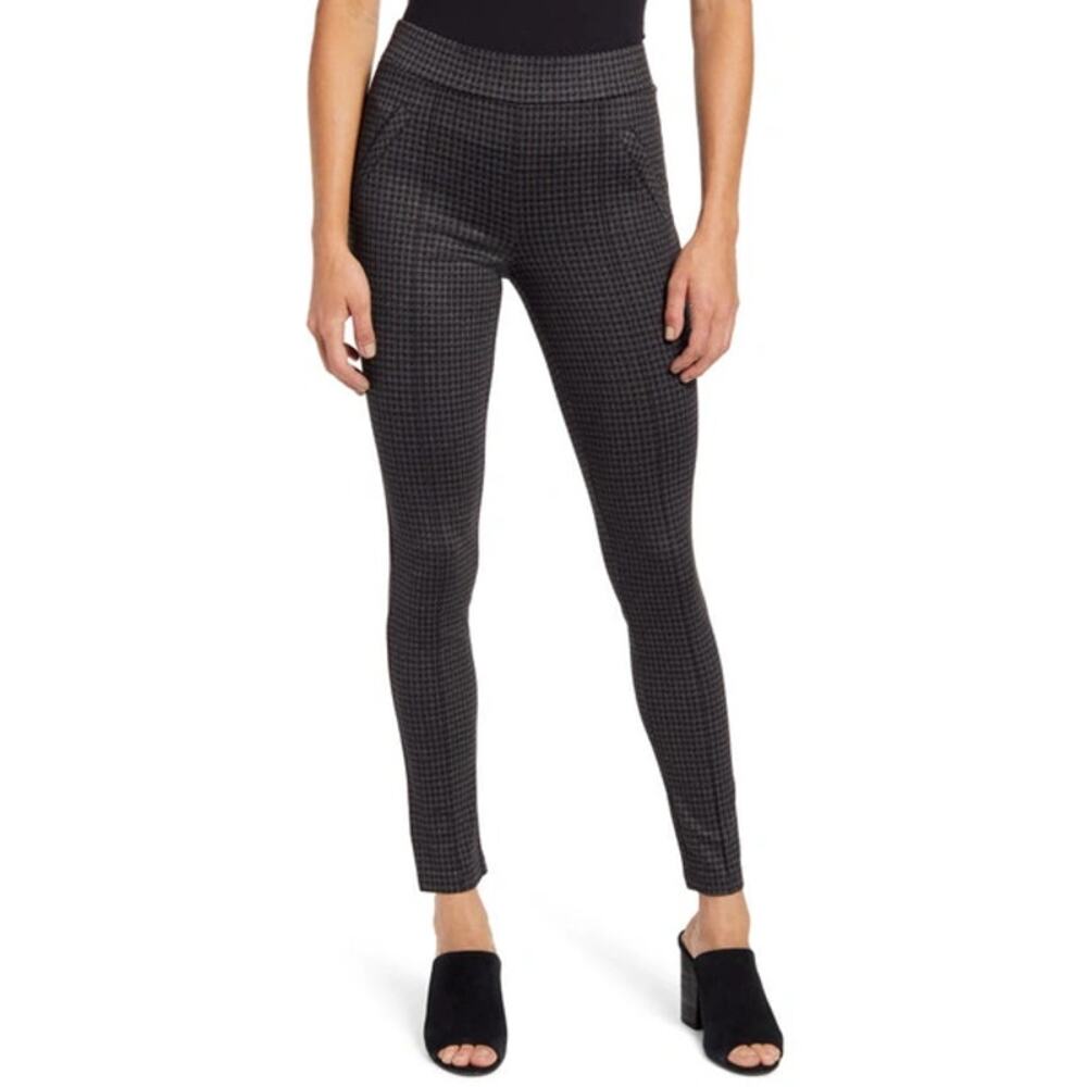 Wit & Wisdom Women's Size M Plaid Ankle Leggings Charcoal Flat Front Mid-Rise
